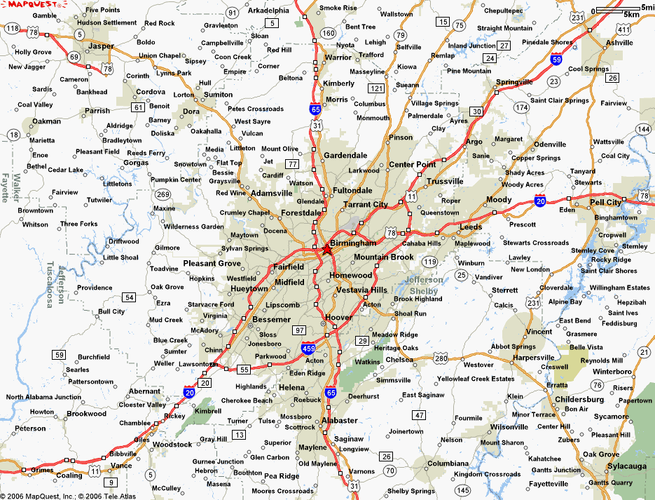 Map of Birmingham AL
