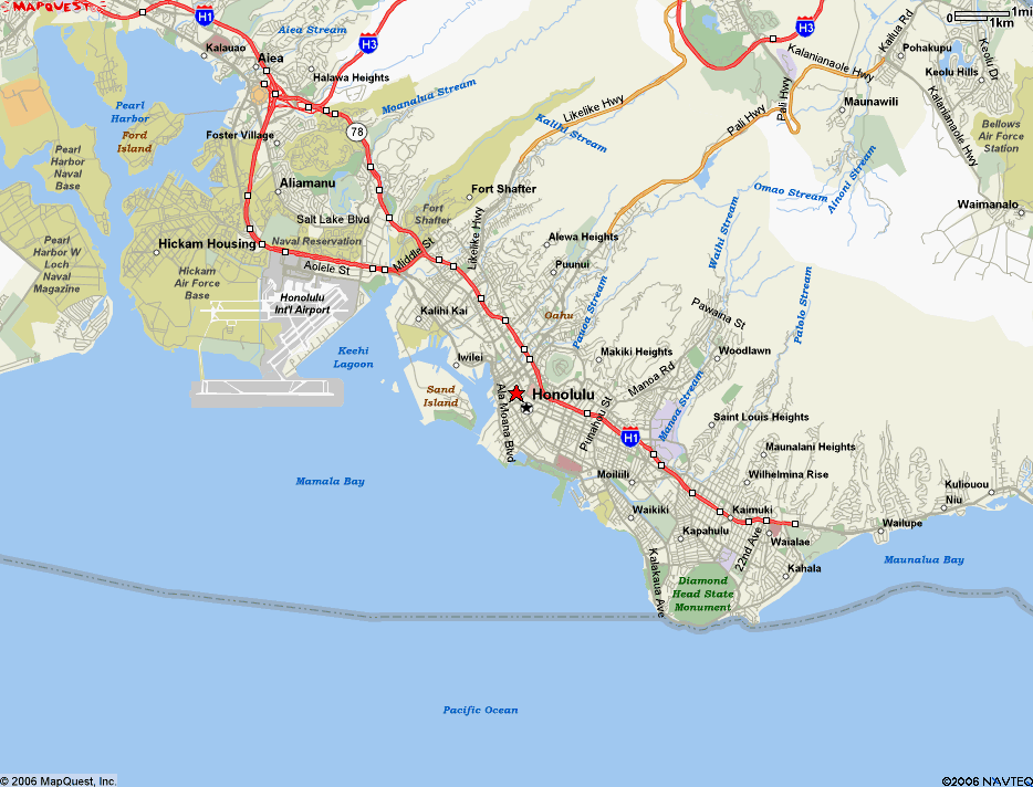Map of Honolulu HI