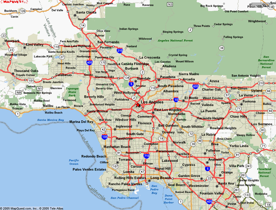 Map of Los Angeles CA
