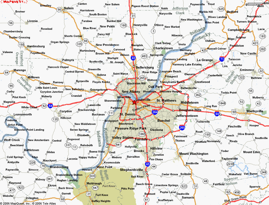 Louisville Ky Map. Map of Louisville KY