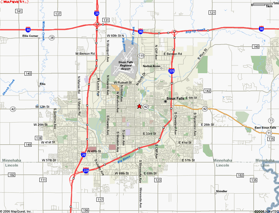 Map of Sioux Falls SD